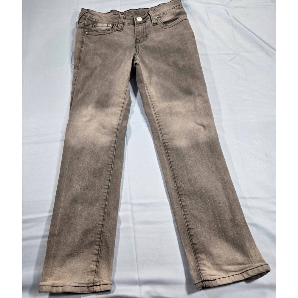 True Religion Ricky Relaxed Straight Gray Jeans Kids Size 10 Stretch Denim